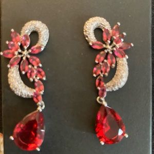 Dressy drop earrings. Red and silver perfect condition